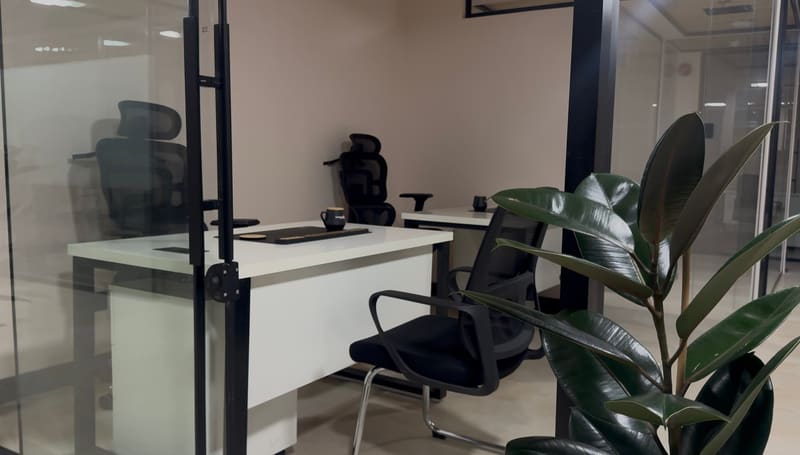 Glazed office with planting — The Collective, 2nd floor