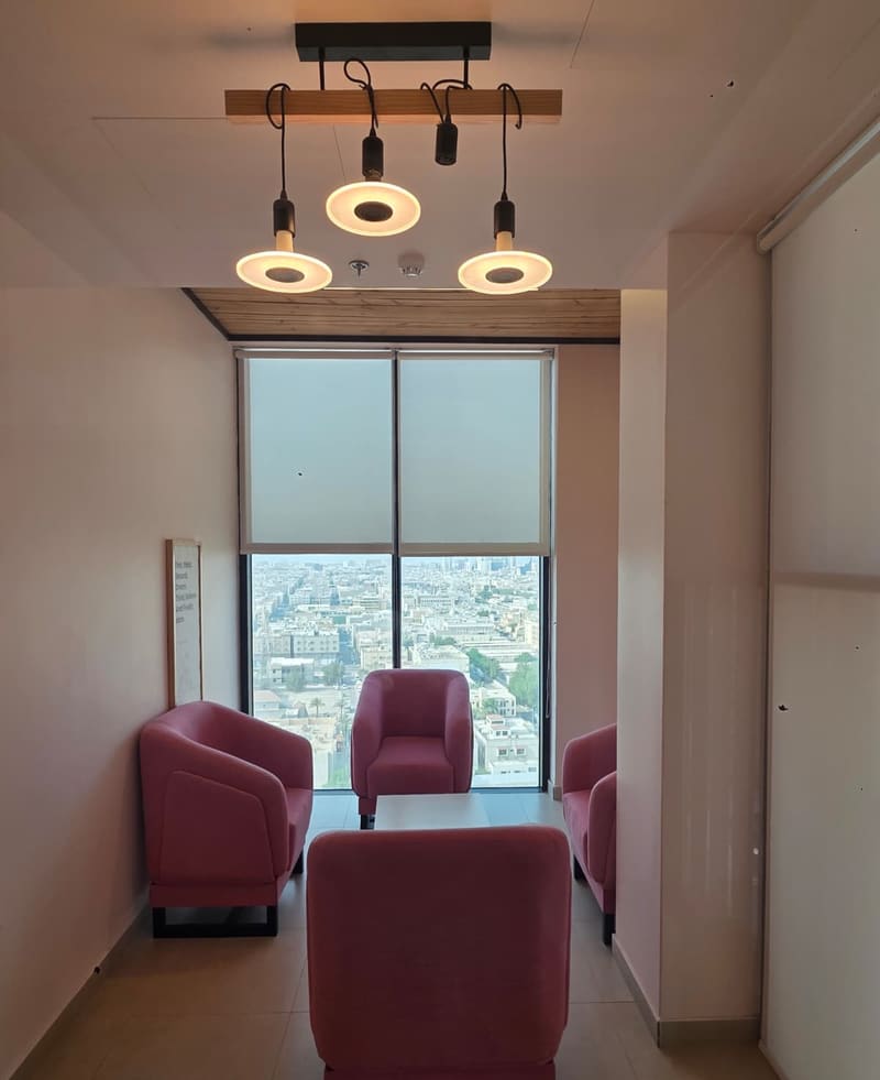Sky Bridge, the seating with the city beyond